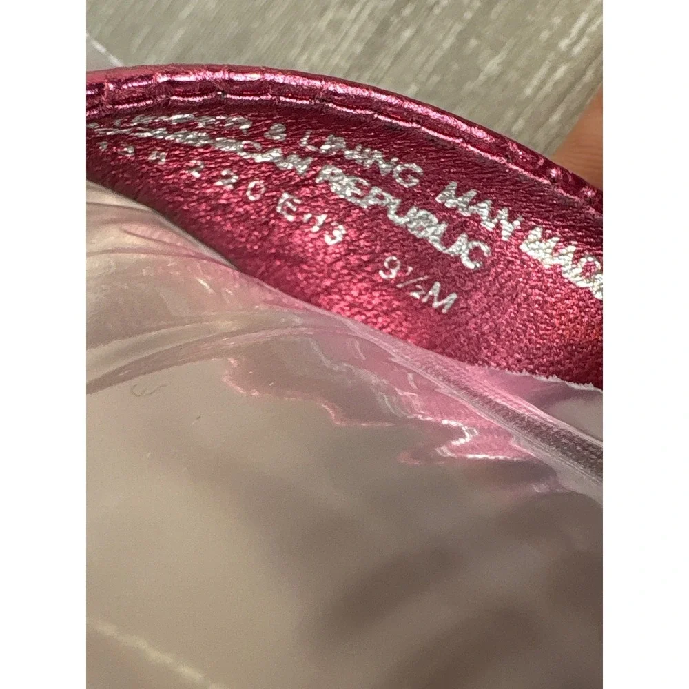 Tory Burch Cameron Metallic Pink Crackle Leather Thong Logo Sandals Womens 9.5M